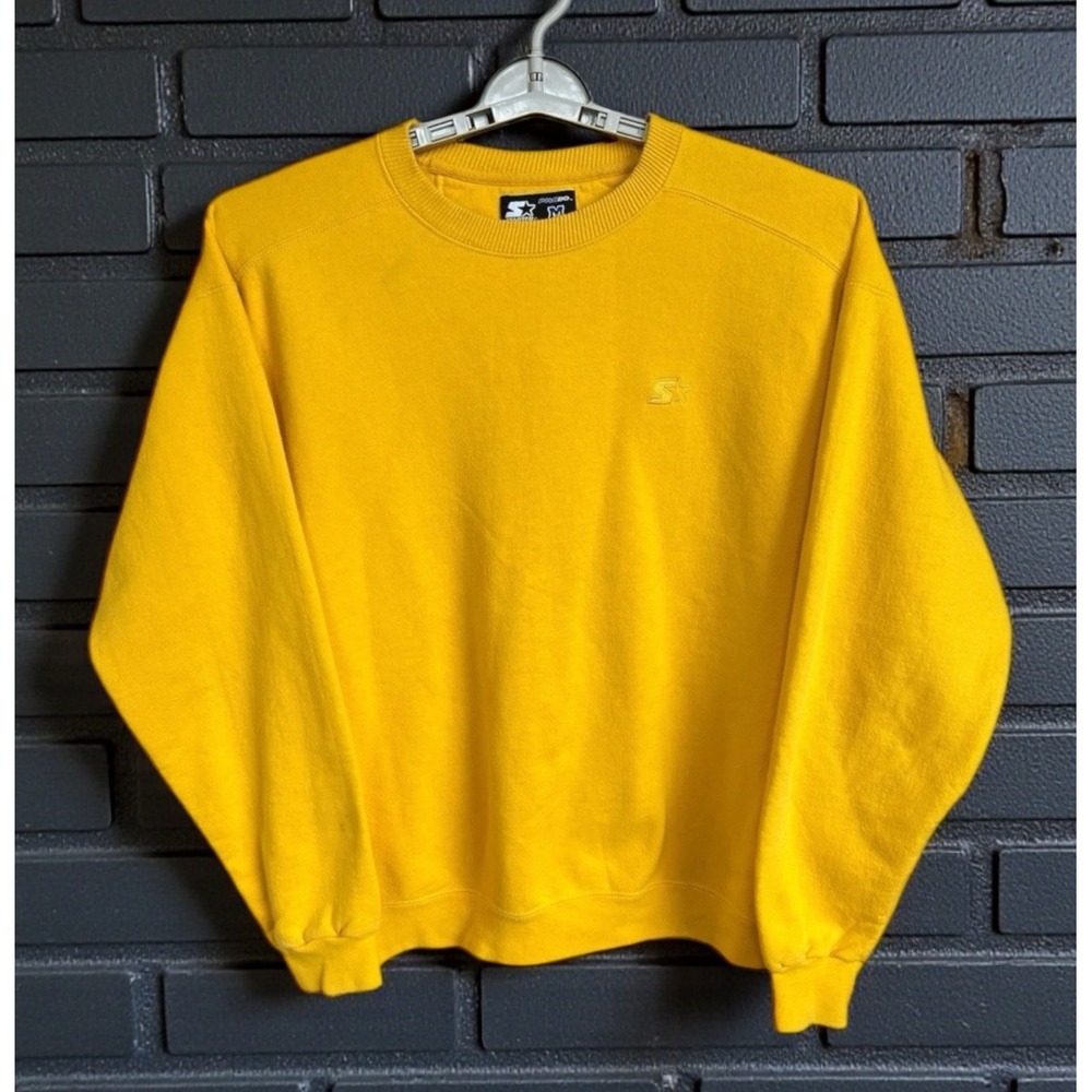 Starter Pro80 VTG Sweatshirt Mens Sz MED Yellow Heavyweight Cotton Pullover EUC